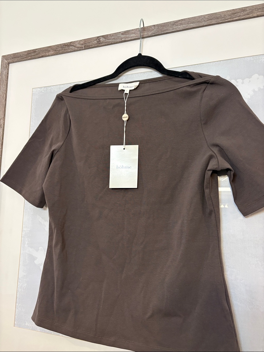 bohme Charcoal Gray Boatneck Short Sleeve Top